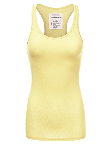 JJ Perfection Women's Solid Ribbed Knit Stretch Racerback Tank Top