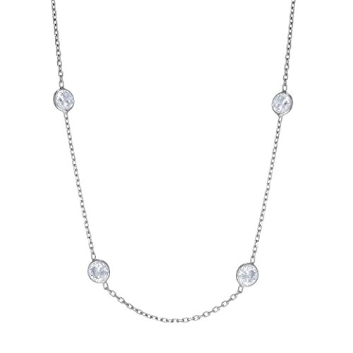 

.925 Sterling Silver CZ By The Yard Anklet Bracelet 10"