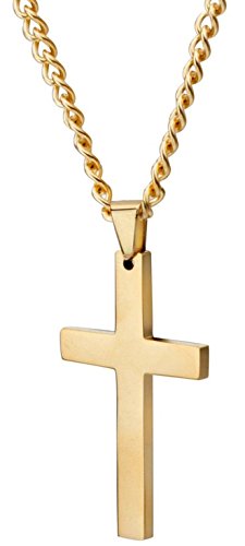 Areke Mens Cross Necklace for Men Women Unisex Stainless Steel Pendant Necklaces