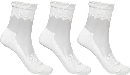 3 Pairs Women's Ultrathin Transparent Lace Elastic Short Socks