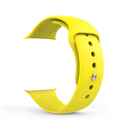 MoKo Apple Watch Band Series 1 Series 2, Soft Silicone Fitness Replacement Sports Band for 38mm Apple Watch 2015 & 2016 All Models, YELLOW (Not fit 42mm Versions)