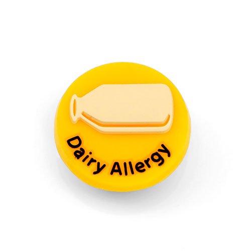 Dairy Allergy Button for Kids Rubber Medical Bracelet