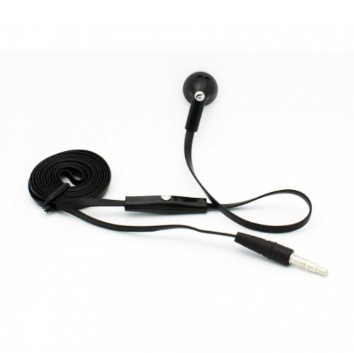Flat Cable Black Handsfree Mono Headset Single Earphone Earbud Microphone for iPhone 5S 5C, 5, 5G, 4S 4 - iPod Touch, Nano - Samsung Galaxy S5 S4 S3 S2 Mini Sport Active / Galaxy NOTE 3 2 1 / Galaxy Avant, HTC ONE M8 / MAX / Remix, LG G2 G3 G Flex / G Vista, Blackberry Z10 Q10 Z30 Q5, Motorola Droid / RAZR / MAXX / HD / Ultra / Moto X G, iPad, iPad Air, iPad Mini / Mini 2, Galaxy Tab TabPro Note Tablets, All Smartphones and Tablets