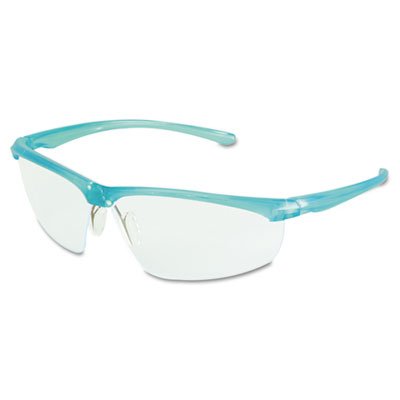 3M 117350000020 Refine 201 Safety Glasses, Wraparound, Clear AntiFog Lens, Teal Frame