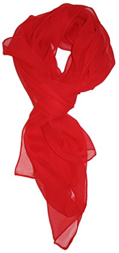 LibbySue-Silk Blend Oblong Chiffon Scarf in Solid Colors of Red