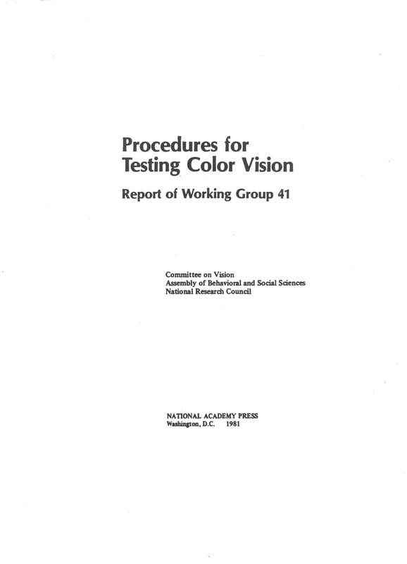 Procedures for Testing Color Vision: Report of Working Group 41 by National Research Council