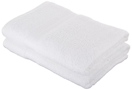 AmazonBasics - Juego de toallas (colores resistentes, 2 toallas de baño), color blanco