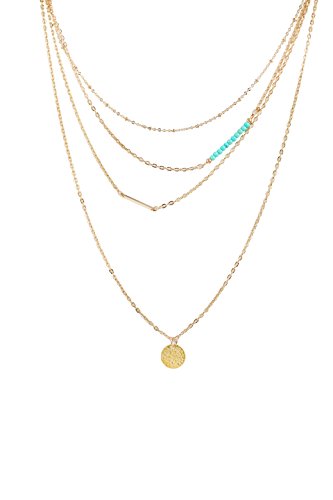 SUNNOW® Women's Bohemian Fashion Beads Turquoise Sequins Bar Pendant Multilayer Necklace