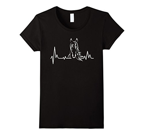 Women's Horse Heartbeat Tshirt - Horse Lovers Shirt Medium Black