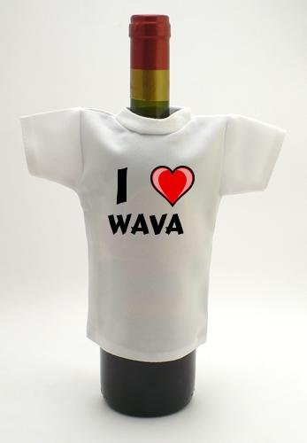 

Wine Bottle T-Shirt with I Love Wava (first name/surname/nickname)