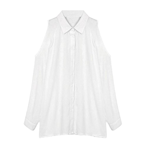 Sunward(TM) Womens Loose Off Shoulder Long Sleeve Chiffon Shirt (XLarge, White)