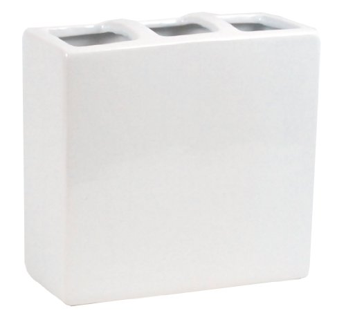 Kiera Grace Ceramic Toothbrush Holder, 5 by 5.25 by 2.25 Inch, White