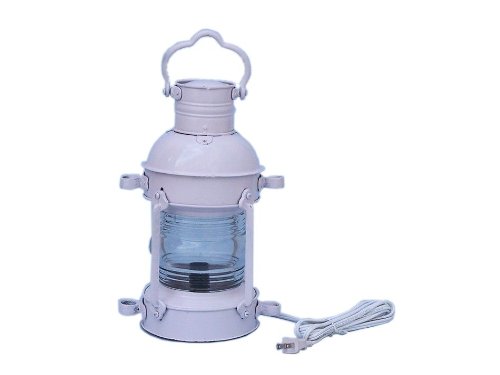 Anchor Electric Lantern Size: 15″ H x 6″ W x 8″ D, Finish: White