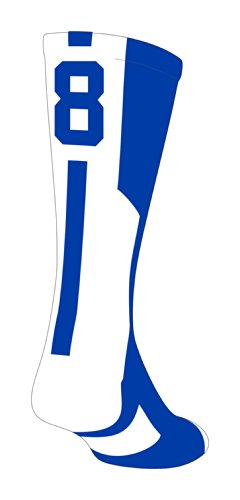 TCK Player Id Royal/White Custom Number Crew Sock