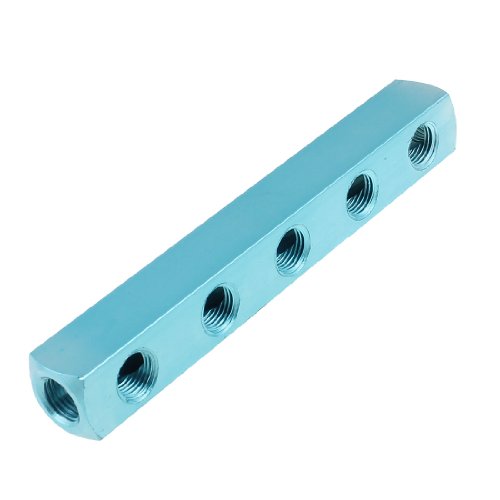 

1/4" PT Thread 8 Ports 5 Ways Quick Connect Air Hose Manifold Block Blue