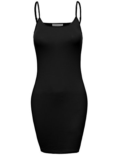 FPT Womens Basic Spaghetti Strap Extra Long Fitted Tunic Top