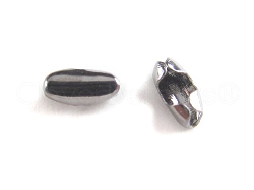 100 CleverDelights Ball Chain Clasps - Platinum Silver - For 1.5mm Ball Chains - Metal Bead Connector