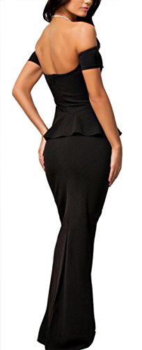 NuoReel Women's Drop shoulder Peplum Maxi Evening Dress