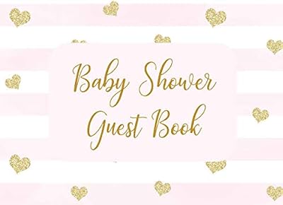 Baby Shower Guest Book: Welcome Sign In Wishes for Baby and Advice for Parents: Pink Stripes with Gold Hearts