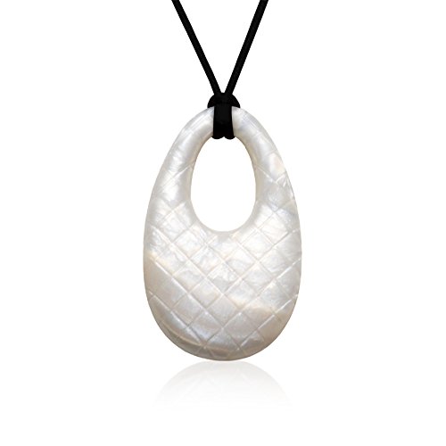 Siliconies Metallic Egg Pendant (Teething, Nursing, Sensory) - Discounted due to uneven coloring (Metallic White)
