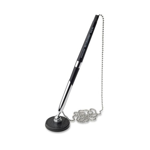 

Wholesale CASE of 20 - MMF Industries Chain-Riter Stick-On Counter Pen-Stick On Pen,26" Chain,Med Point Pen,Blue Ink/Black Barrel