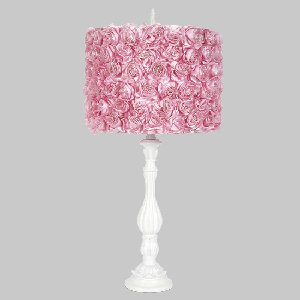 

Jubilee Collection 873202-4713 One Light Table Lamp, White Finish with Pink Rose Garden Drum Shade