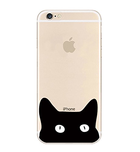 iPhone 6 Case, DECO FAIRY® Protective Case Bumper[Scratch-Resistant] [Perfect Fit] Translucent Silicone Clear Case Gel Cover for Apple iPhone 6 (Black Cat Kitten iPhone 6 4.7