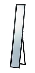 鏡面仕上げ スタイリッシュ スタンドミラー ブラック(黒) 幅25cm x 高さ150cm 飛散防止