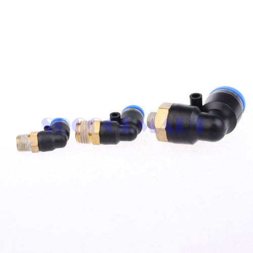 

2Pcs 1/4" PT Thread to 6mm Hole Pneumatic Flow Control Quick 90 Degree Fitting