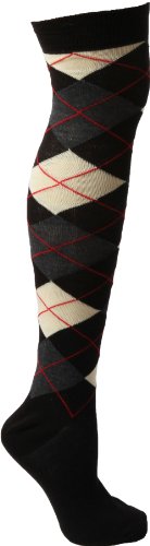 Argyle Over the Knee Socks by Foot Traffic in Black Argyle, one size