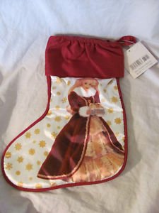 

BRAND NEW 1996 HALLMARK BARBIE LARGE CHRISTMAS STOCKING RED SATEEN & WHITE