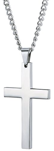 Areke Mens Cross Necklace for Men Women Unisex Stainless Steel Pendant Necklaces
