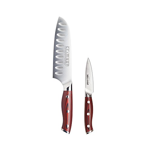 

6 inch Santoku and 3.5 inch Paring knife Crimson Series SH With G10 Handles 2pc set