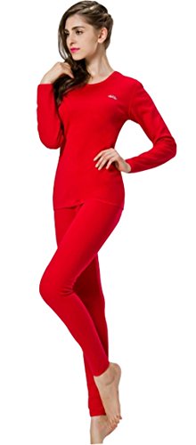 

New Listed Women's Winter Wool Keep Warm Suit Fashion Thermal Underwear Sets-Red
