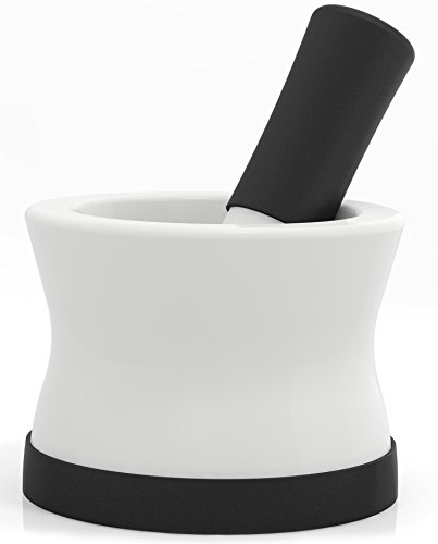 EZ-Grip Silicone & Ceramic Mortar and Pestle With Non-Slip Detachable Silicone Base...