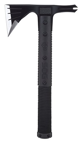 SOG Survival Hawk SK1001-CP – Hardcased Black Axe Head w/ Nail Puller, Hammering Head, Fire Starter, GRN Handle, Nylon Sheath