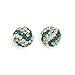Crystal Ball Post Stud Earrings 8.5mm Green and White Pave Sterling Silver