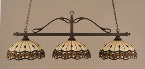 

Scroll 3 Light Billiard Pendant Finish: Bronze, Shade: 16" Roman Jewel Tiffany Glass