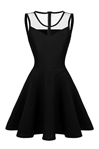 ACEVOG Women's A-Line Sleeveless Pleated Little Cocktail Party Evening Dress