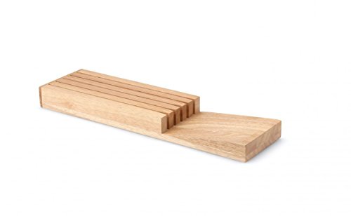 Continenta Messerblock für Schublade aus Gummibaumholz, Messerhalter, Schubladen Messerblock für 5 Messer, Größe: 39 x 11 x 3,5 cm (ohne Messer)