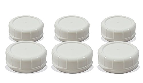 Replacement Glass Milk Bottle Lids 48 mm Caps for Libbey and Stan-Pac (6 Pack White)