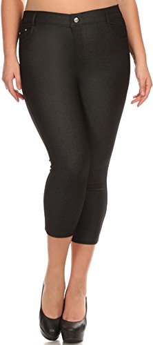 Women's Lovely Plus Summer Cotton Blend 5 Pocket Capris Jeggings