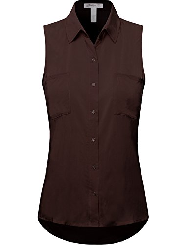 FPT Womens Sleeveless Rayon Button Down Shirt (S-3XL)