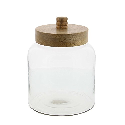 Algopix Similar Product 12 - Benzara Glass Wood Jar with Brown Lid