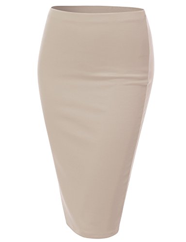 J.TOMSON Women's Basic Stretchy Semi Formal Slim Fit Midi Pencil Skirt
