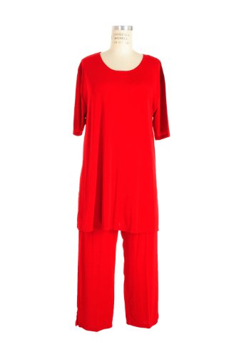 Jostar Women's Stretchy Capri Pant Set Short Sleeve