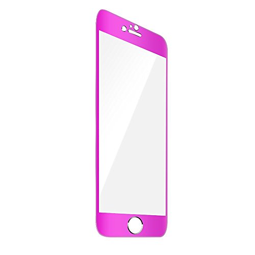 iPhone 6 Plus Screen Protector,iPhone 6S Plus Screen Protector, Ballistic Tempered Glass + Metal Frame to Full Coverage F-color™ Maximum Screen Protection 0.3mm 9H 2.5D HD,Rose Red