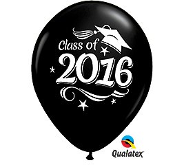 Class of 2016 Black Latex Balloon 12 Pack