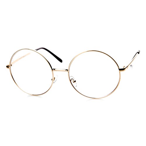 zeroUV - Large Oversized Metal Frame Clear Lens Round Circle Eye Glasses