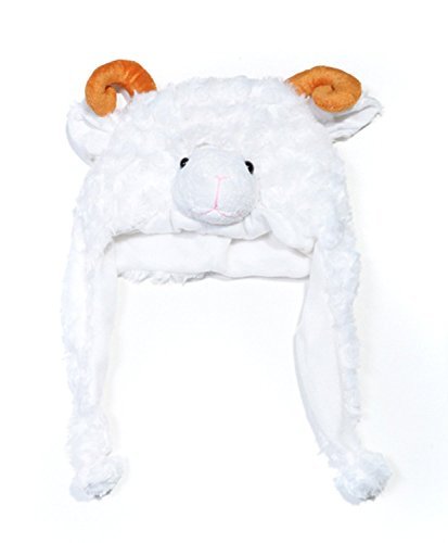 Brothship Adult/Teen Plush Animal Character Ear Flap Hat (One Size) (White Goat)